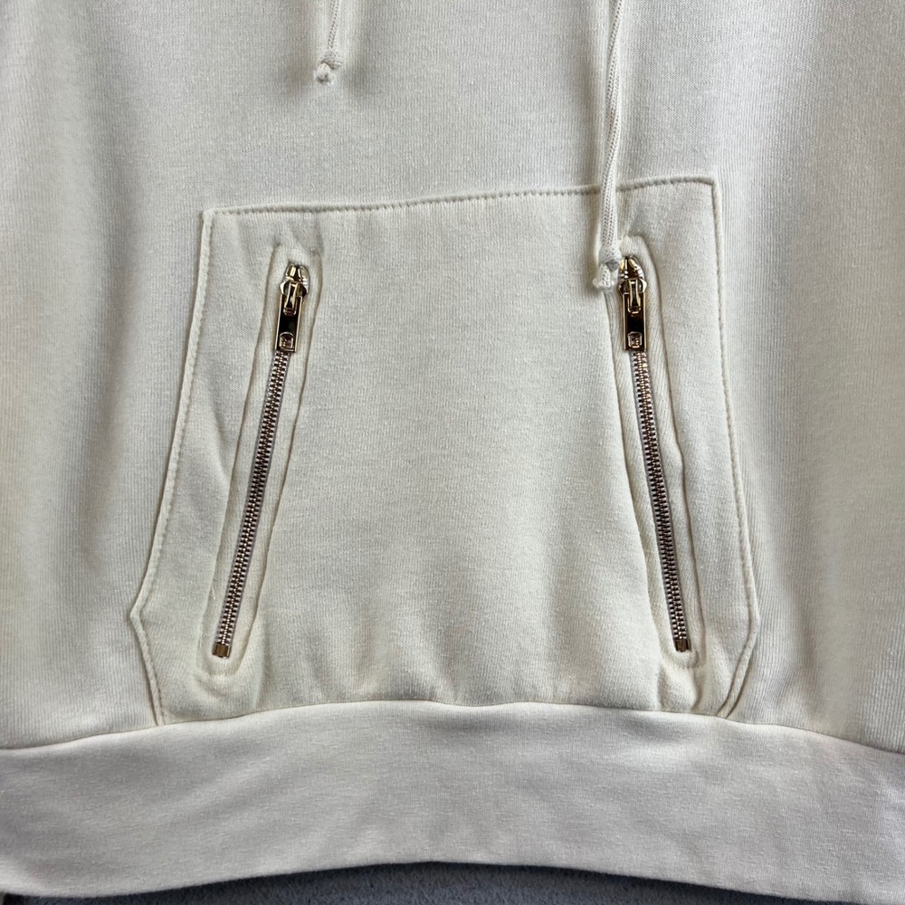 Aviator Nation Cream White Rainbow Logo Funnel Neck Hoodie Zip Pocket Women XS - Picture 8 of 13